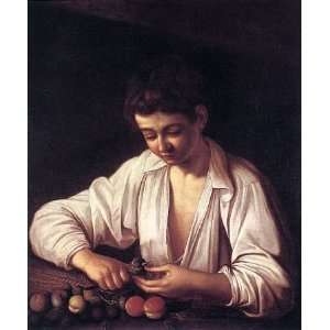   , painting name Boy Peeling a Fruit, By Caravaggio 
