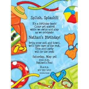 Pool Party Invitations   Summer Splash Health & Personal 