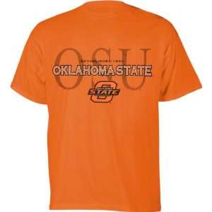  Oklahoma State Cowboys Orange Logo on Logo T Shirt: Sports 