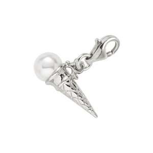   Ice Cream Cone Charm with Lobster Clasp, 14k White Gold: Jewelry