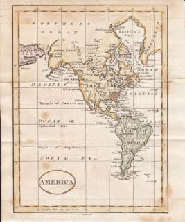 America North South United States 1809 Map Hand Colored  