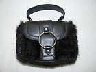 My Flat In London MFIL black leather fuax fur tote bag satchel NEW w 