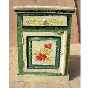   Distressed Hand Painted Storage Cabinet End Table: Furniture & Decor