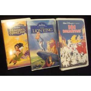  Lot of 3 Disney VHS tapes 101 Dalmations, The Lion King 