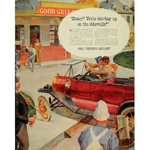 1936 Ad Gulf Oil Refining Vintage Automobile Drive in   Original Print 