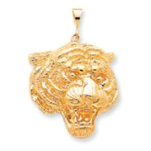  10k Solid Polished Tigers Head Charm Jewelry