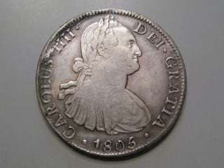 1805 Mo. TH Silver 8 Reales. Colonial Mexico. Charles IIII. Better 