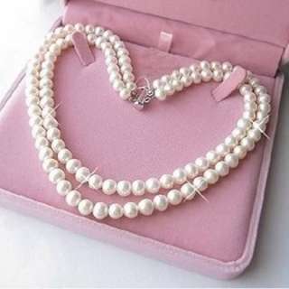 beautiful 2 row 7 8mm white cultured pearl necklace  