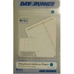 480 230 Day Runner PRO Telephone/Address Pages. Page Size 5 1/2 x 8 1 