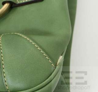 Gucci Green Leather & Brushed Gold Horsebit Shoulder Bag  