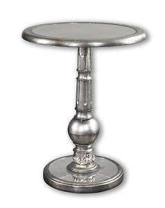 Carved Pedestal Antiqued Mirror ACCENT Side End TABLE  