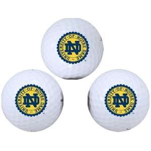 Notre Dame Fighting Irish 3 Pack Logo Golf Balls:  Sports 