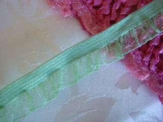 Lime green sheer ruffle elastic organza trim 1/2 w  