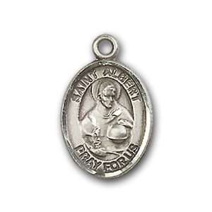   Medal with St. Albert the Great Charm and Polished Pin Brooch Jewelry