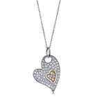 BERRICLE Sterling Silver Cubic Zirconia CZ Accent Double Heart Pendant 