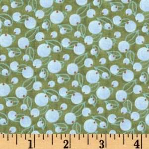 44 Wide Andromeda Flower Balls Green Fabric By The Yard 