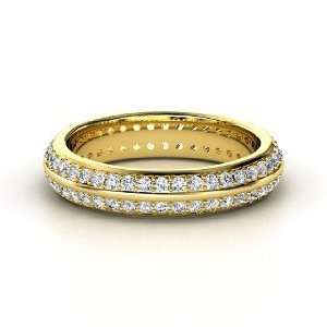  Double Pave Band, 14K Yellow Gold Ring with Diamond 