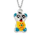 VistaBella .925 Sterling Silver Blue Yellow Red Teddy Bear Pendant