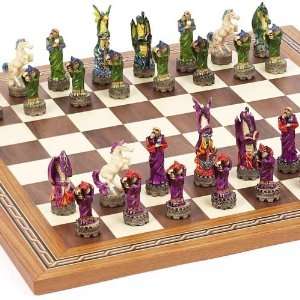   Fantasy Chessmen & Fulton Street Chess Board From Spain. Toys & Games
