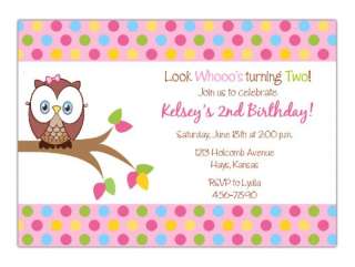 Owl Look Whos Turning Birthday Party INVITATION DIY  