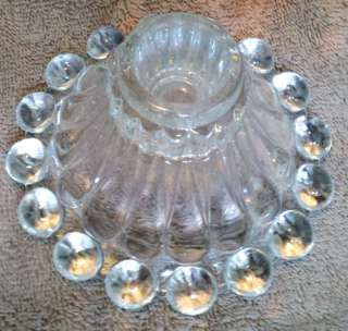 Vintage Clear Glass Taper Candle Holder Ball Edge 1960  