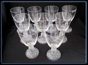 Set 9 Fostoria American Lady Blown Glass Water Goblets  