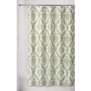 Essential Home GREEN DAMASK FABRIC SHOWER CURTAIN 