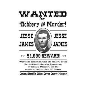  Jesse James Wanted Poster Poster (9.00 x 12.00): Home 