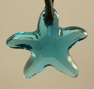 Navy Blue Starfish On the Coast Swarovski Crystal Necklace Pendant