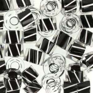  Black and White Large Hole Furnace Glass Bead: Jewelry