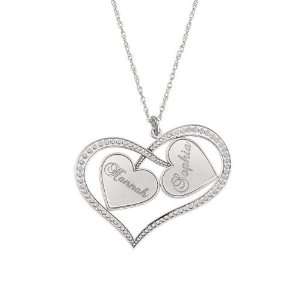  Double Heart Personalized Couples Name Pendant in 10K 