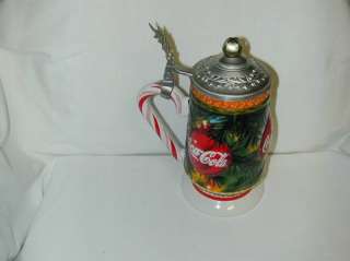 COCA  COLA HOLIDAY CANDY CANE STEIN NEW RETIRED  
