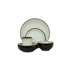  Sango Nova Black Stoneware Dinnerware With Dishwasher Safe 