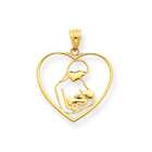 SilverCloseOut Sterling Silver CZ Mother and Child Heart Pendant