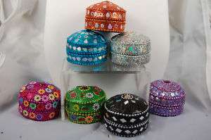 Exotic Metal Glitter Indian Jewelry Ring Trinket Boxes  