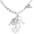 Jewelry Adviser necklaces Sterling Silver & Rhodium Heart & Key Dangle 