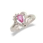   14K Gold Pink Sapphire and Diamond Heart Shaped Ring Size 6.5