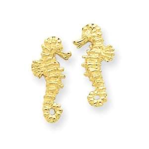 Mini Seahorse Post Earrings in 14k Yellow Gold Jewelry