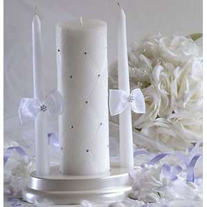   Candle Set with Diamond Shaped Pattern and Rhinestones