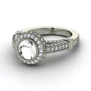   Vanessa Ring, Round Rock Crystal Platinum Ring with Diamond Jewelry