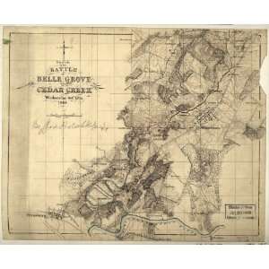 Civil War Map Sketch of the battle of Belle Grove or Cedar Creek 