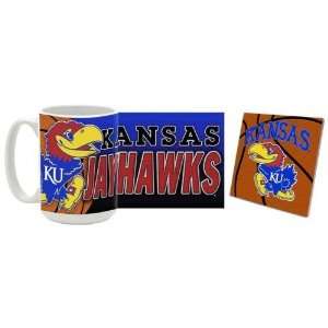 Kansas Mug & Coaster Gift Box Combo Kansas Jayhawks Beverage Drinkware 