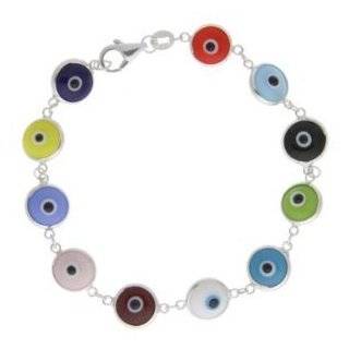 Sterling Silver Navy Blue Color Evil Eye Bracelet: Jewelry: 