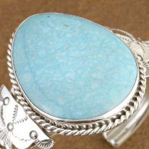 Native American Navajo Genuine Snowflake Turquoise Sterling Silver 