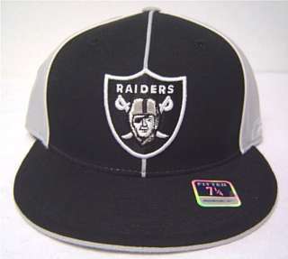 NFL Oakland Raiders Flatbill Fitted Cap Black Gray Hat  