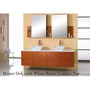   Virtu MD 457 61 Honey Oak Double Vanity W/ Cabinet