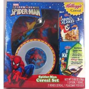   Cereal Set, Includes Bowl, Spoon, Placemat and 2 Boxes of Cereal