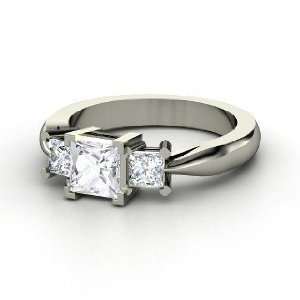  Ariel Ring, Princess White Sapphire 14K White Gold Ring 