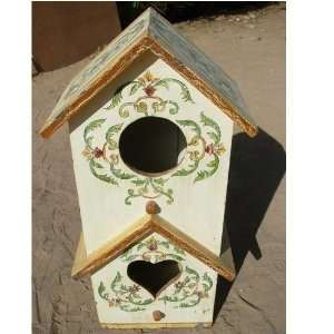  Solid Wood Distressed Hand painted Bird Cage House Patio 