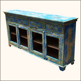 Rustic Reclaimed Wood Distressed Painted Sideboard Dining Room Buffet 